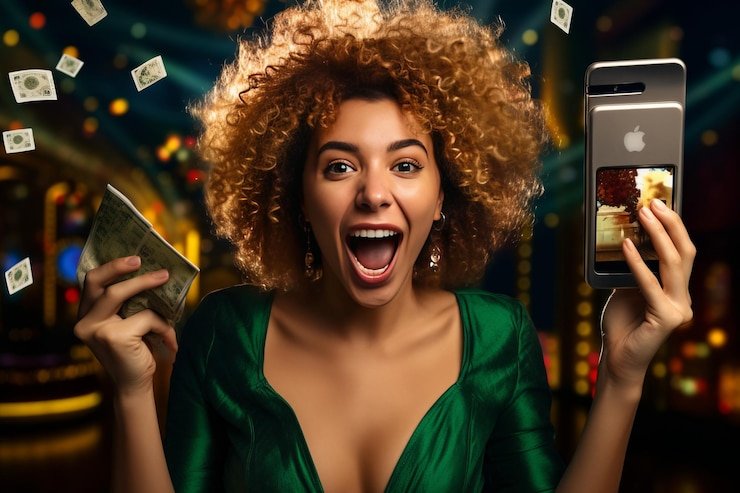 Meja poker dengan chip dan kartu di kasino